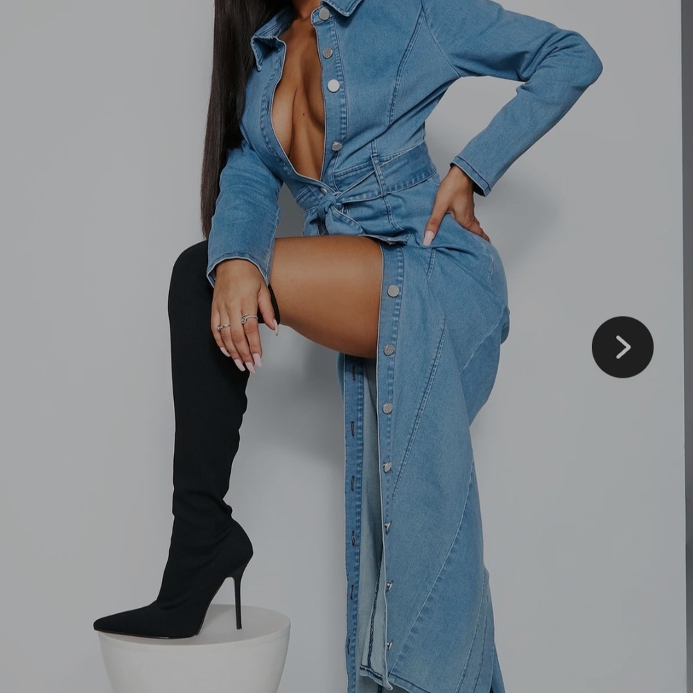 Fashion Nova Blue Denim Maxi Dress